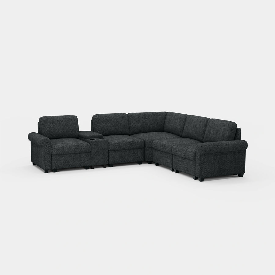 Graphite-Grey-/-Chenille-5-Seat-L-Shaped-Sectional-with-Console
