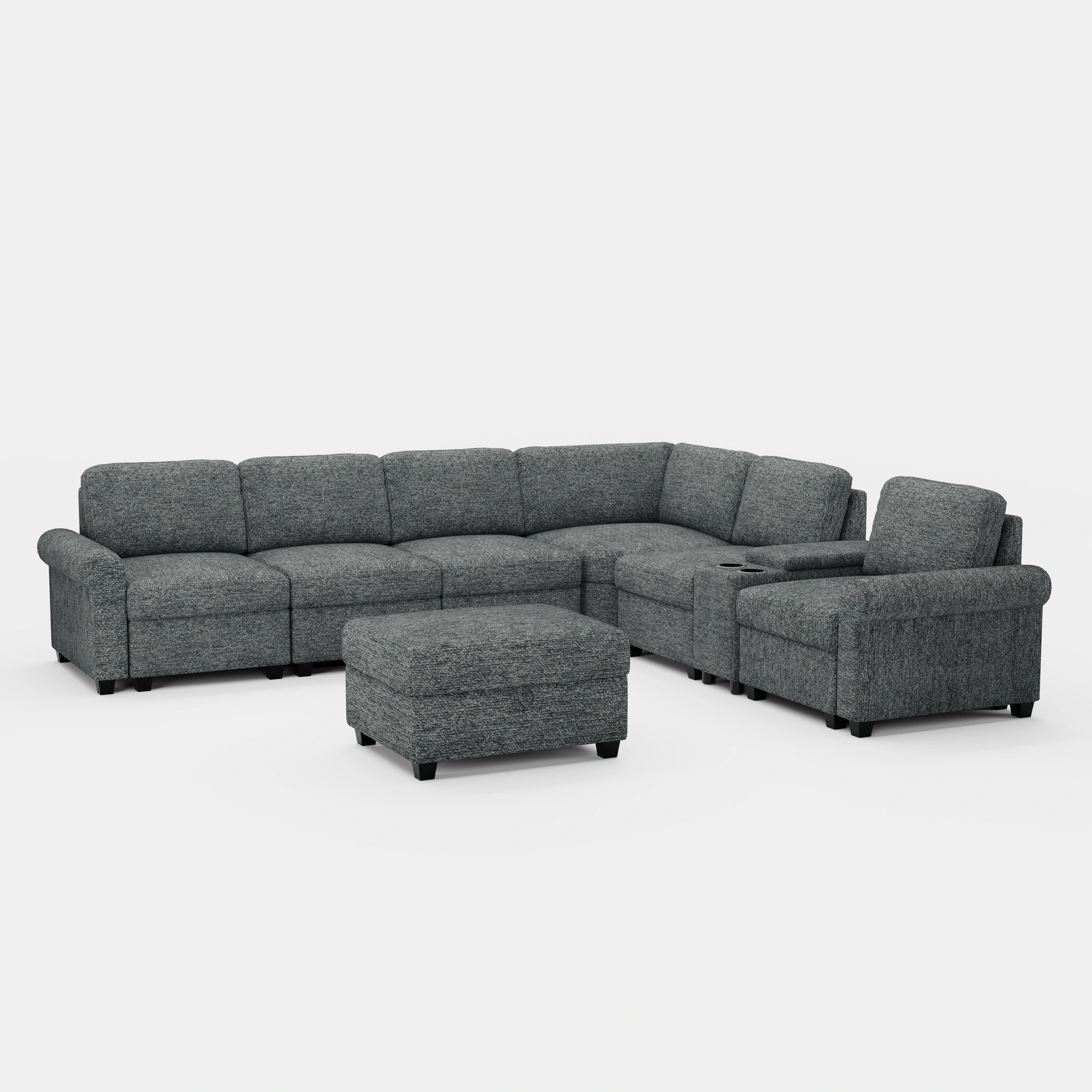 Graphite-Grey-/-Chenille-6-Seats-Sectional-with-Console