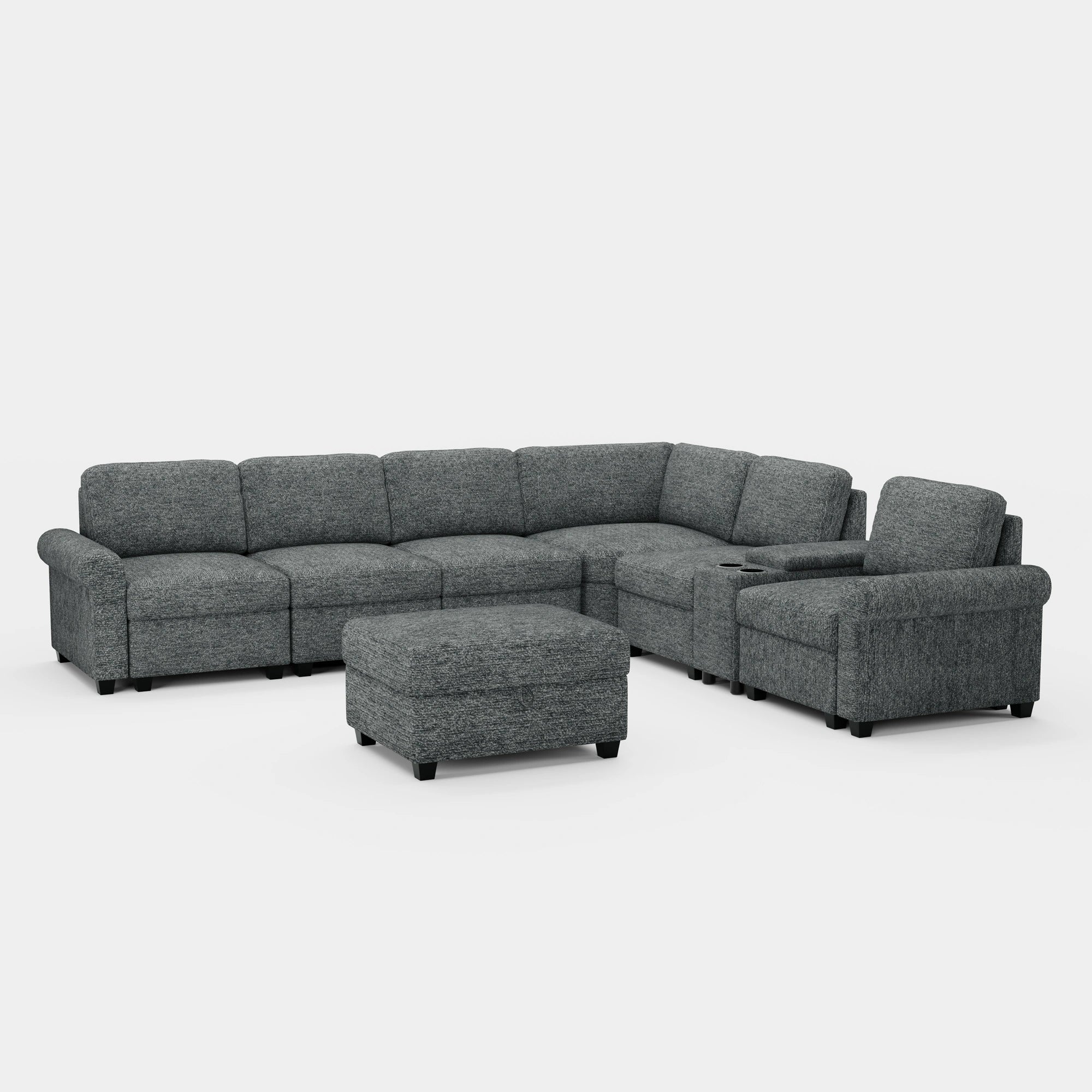 Graphite-Grey-/-Chenille-6-Seats-Sectional-with-Console