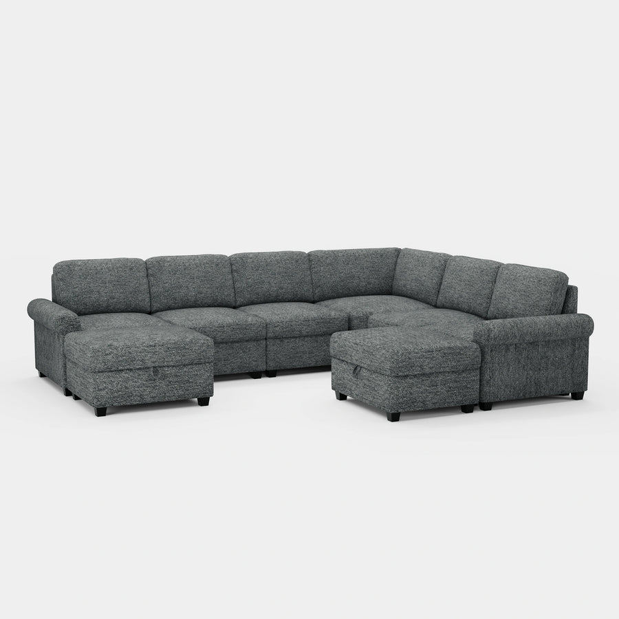 Silver-Grey-/-Chenille-8-Seat-U-Shaped-Sectional