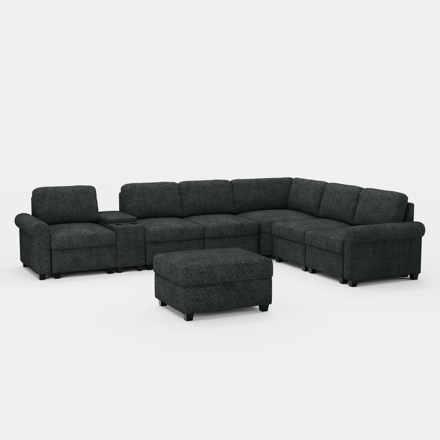 Graphite-Grey-/-Chenille-8-Seat-L-Shaped-Sectional-with-Console