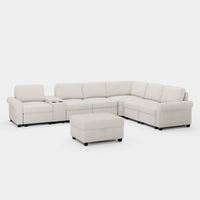 Misty-White-/-Chenille-8-Seat-L-Shaped-Sectional-with-Console