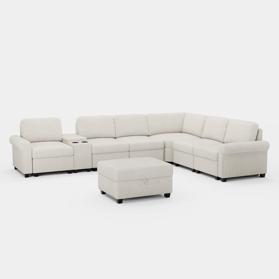 Misty-White-/-Chenille-8-Seat-L-Shaped-Sectional-with-Console