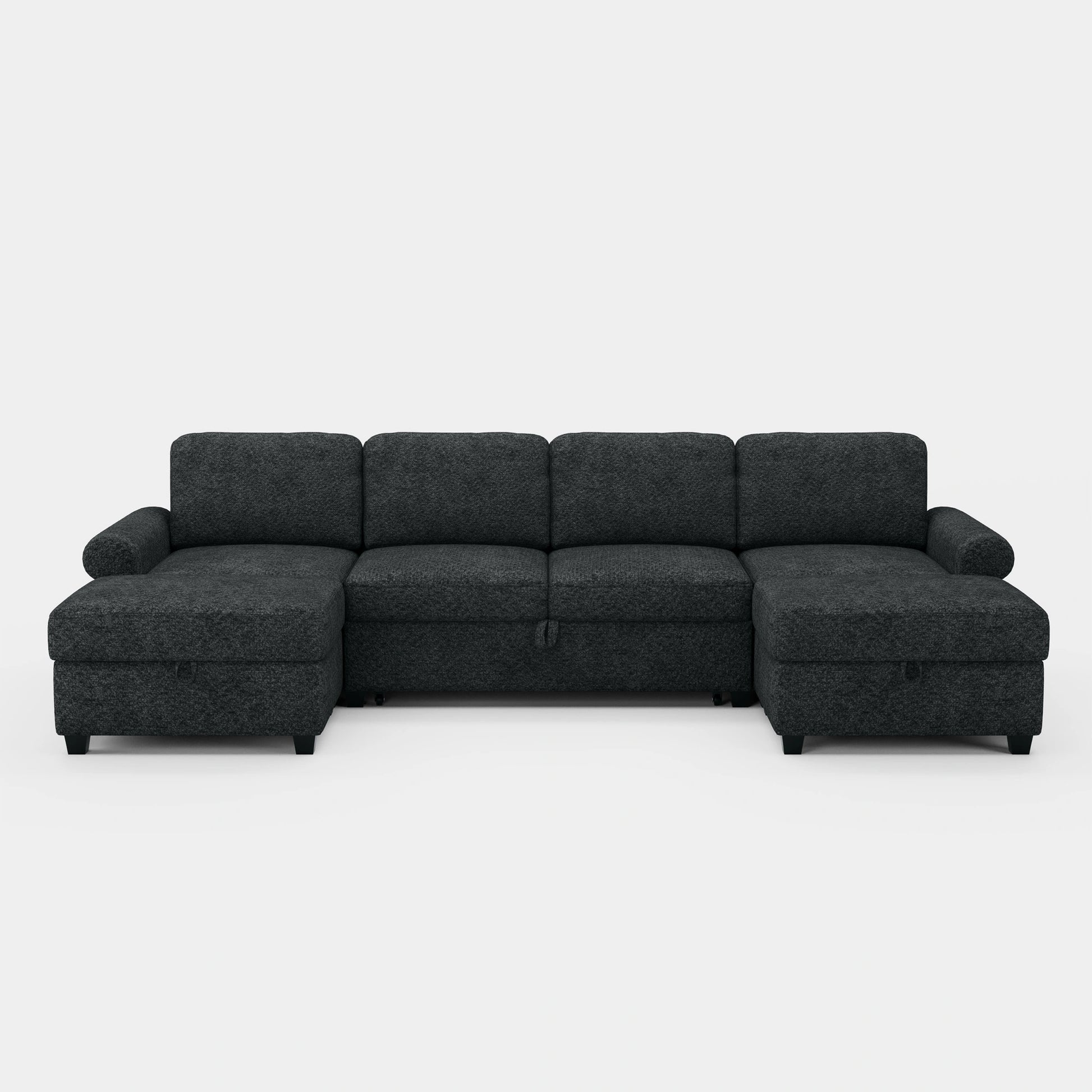 Graphite-Grey-/-Chenille-4-Seats-Pullout-U-Shaped-Sectional