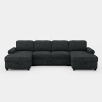 Graphite-Grey-/-Chenille-6-Seat-U-Shaped-Pullout-Sectional