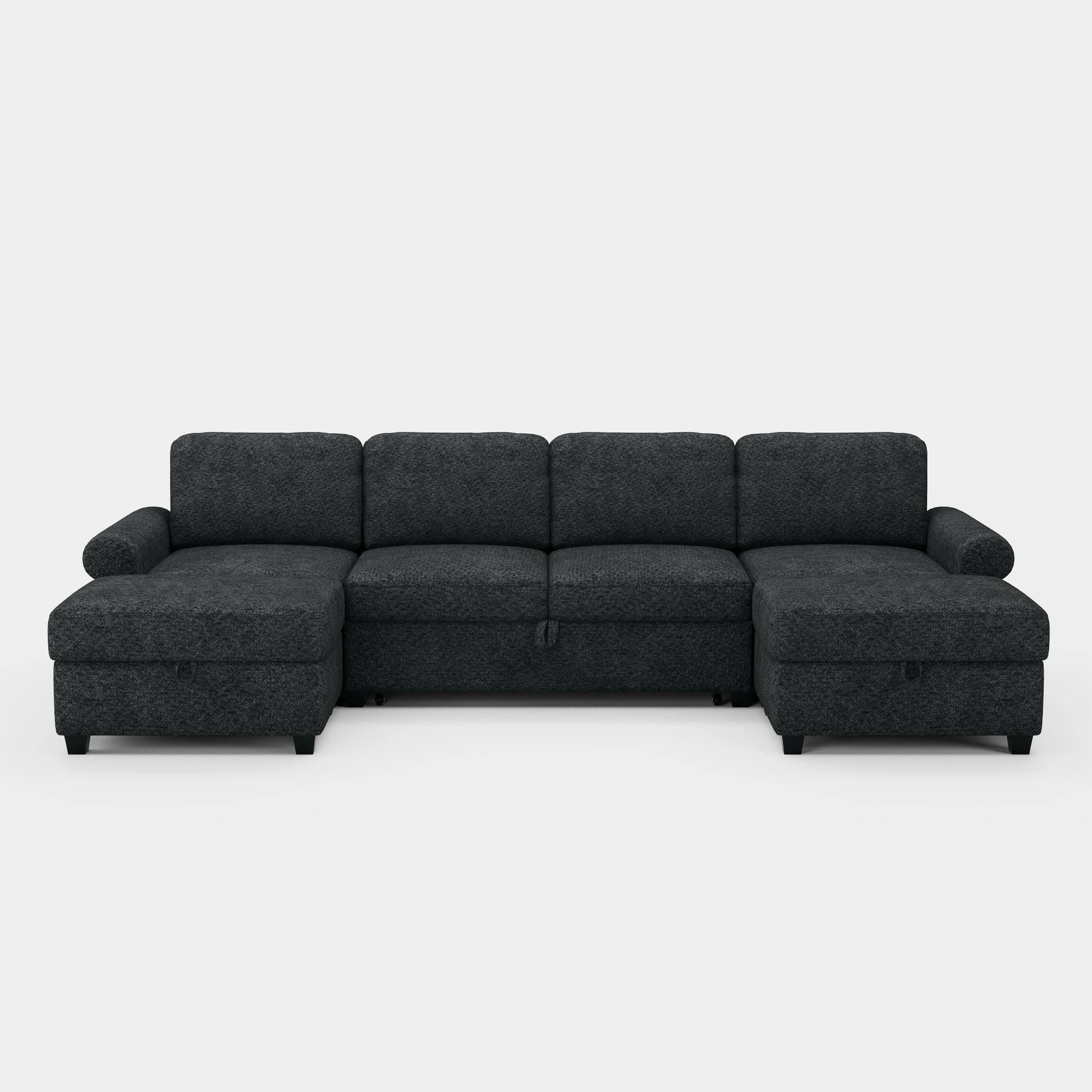 Graphite-Grey-/-Chenille-4-Seats-Pullout-U-Shaped-Sectional