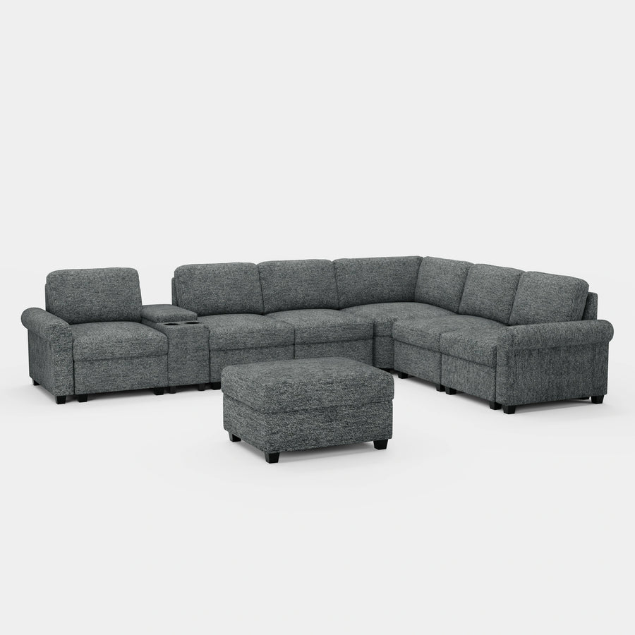 Silver-Grey-/-Chenille-8-Seat-L-Shaped-Sectional-with-Console