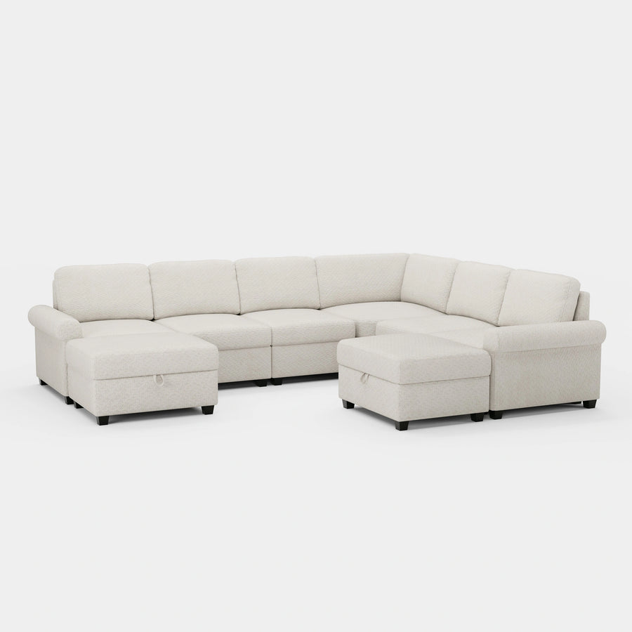 Misty-White-/-Chenille-8-Seat-U-Shaped-Sectional