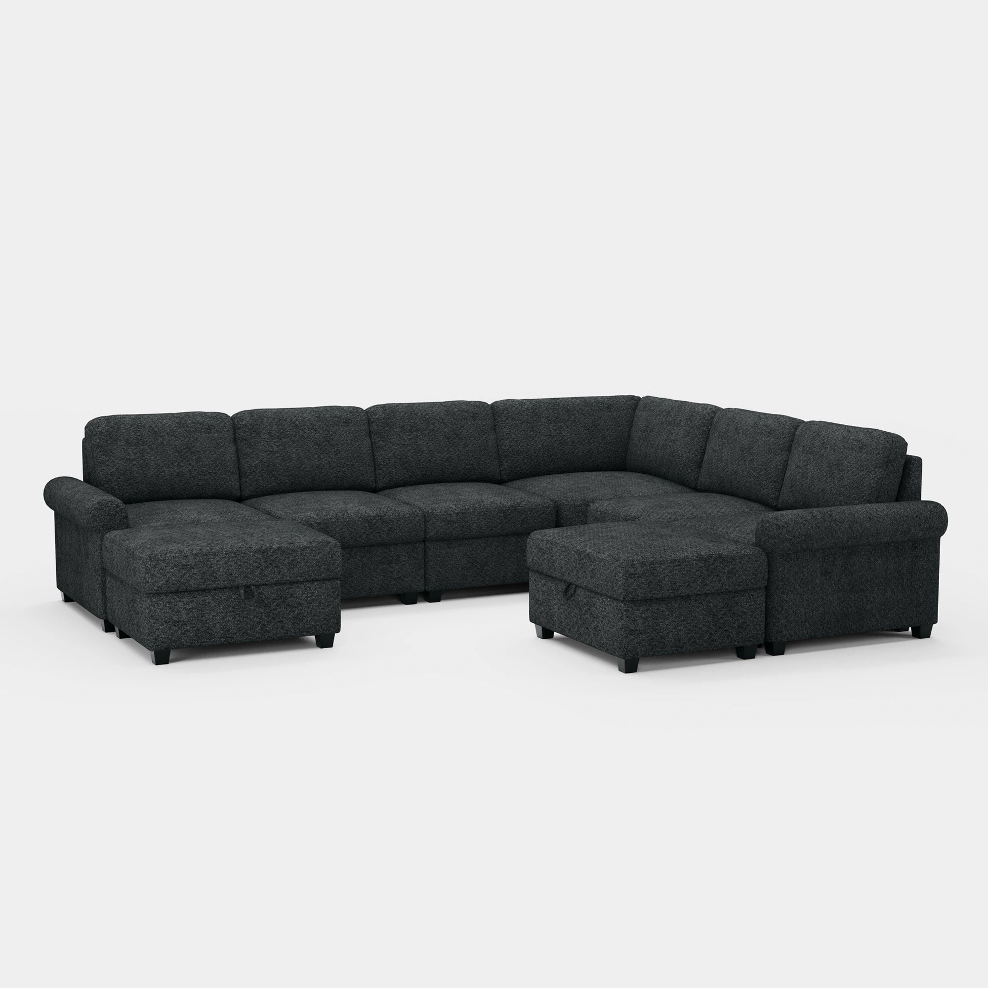 Graphite-Grey-/-Chenille-6-Seats-Sectional-with-2-Ottomans
