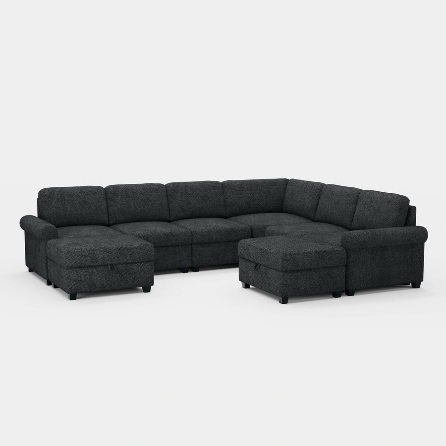Graphite-Grey-/-Chenille-8-Seat-U-Shaped-Sectional