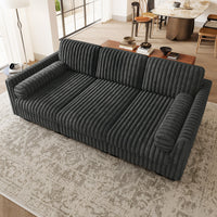 Dark-Grey-/-Faux-Rabbit-Fur-Corduroy-3-Seat-Sleeper-Sofa
