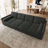 Dark-Grey-/-Faux-Rabbit-Fur-Corduroy-4-Seat-Sleeper-Sofa