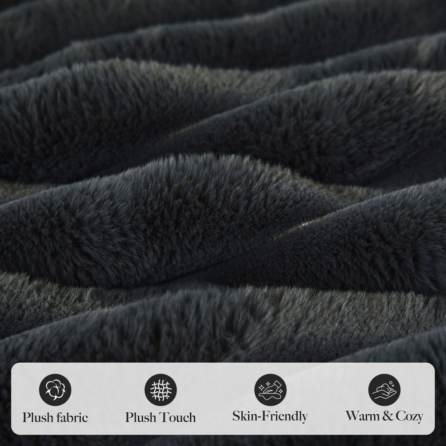 Dark-Grey-/-Faux-Rabbit-Fur-Corduroy-4-Seat-Sleeper-Sofa