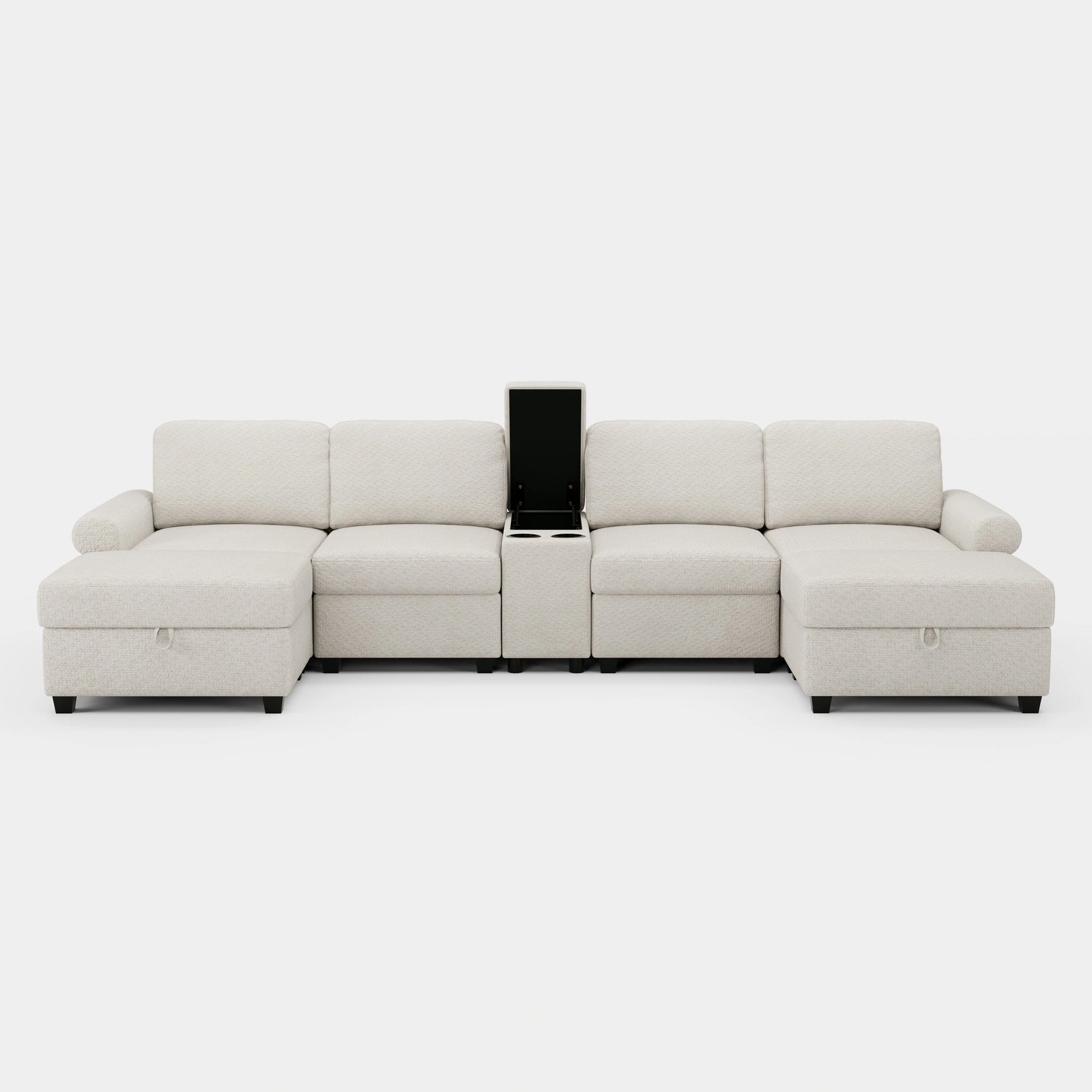 Misty-White-/-Chenille-4-Seats-U-Shaped-Sectional-with-Console