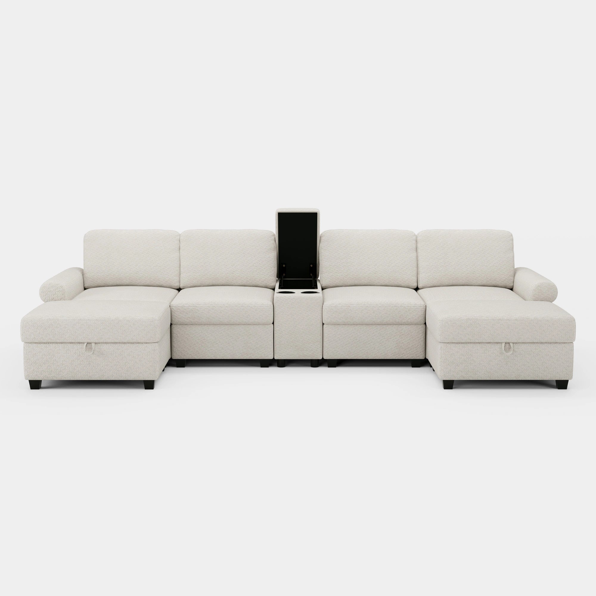 Misty-White-/-Chenille-4-Seats-U-Shaped-Sectional-with-Console