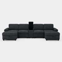 Graphite-Grey-/-Chenille-6-Seat-U-Shaped-Sectional-with-Console