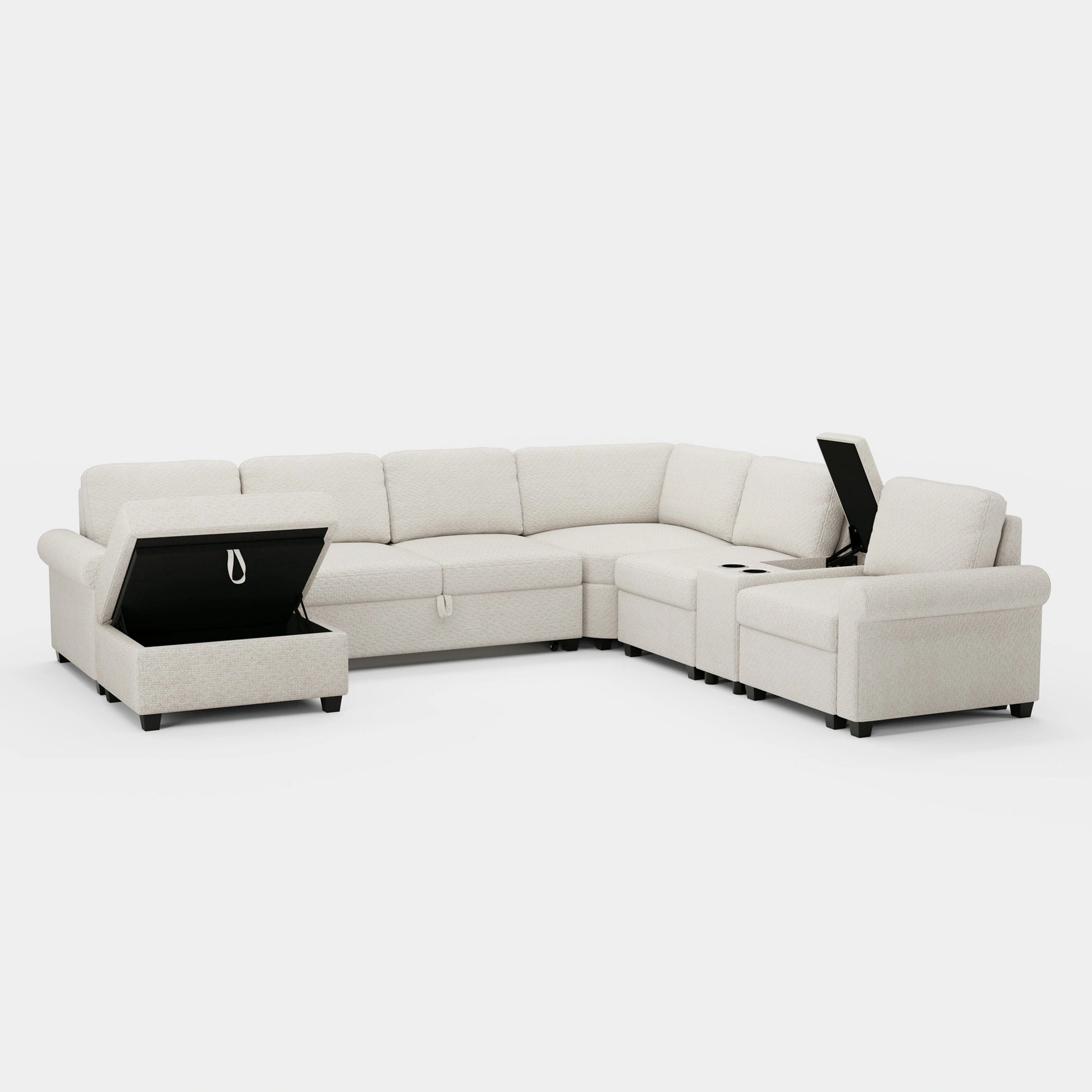 Misty-White-/-Chenille-6-Seats-Pullout-Sectional-with-Console