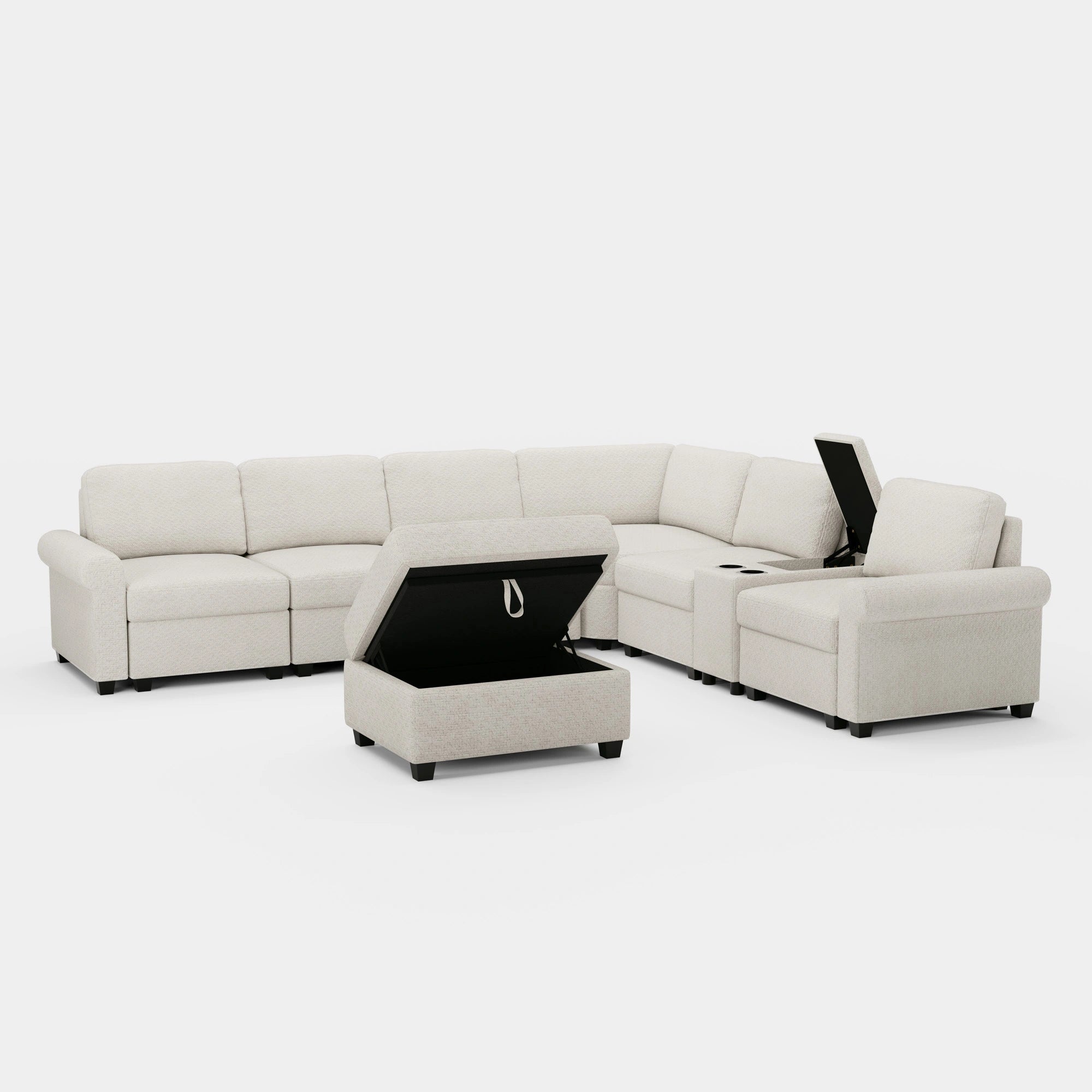 Misty-White-/-Chenille-6-Seats-Sectional-with-Console