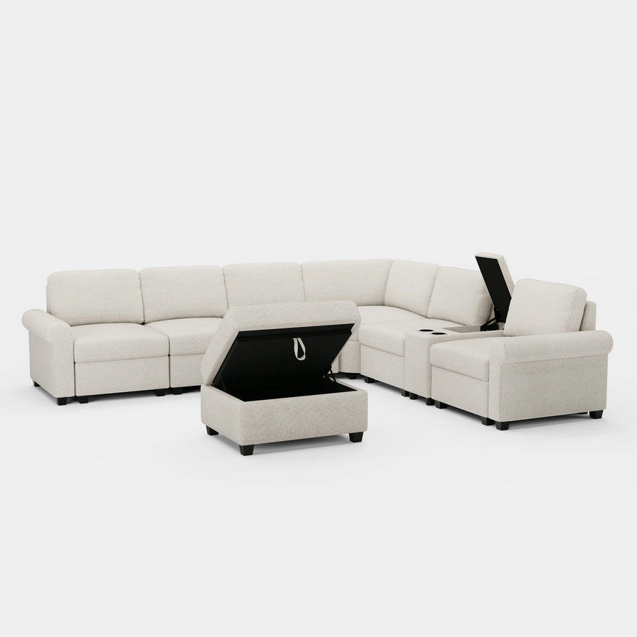 Misty-White-/-Chenille-7-Seat-L-Shaped-Sectional-with-Console
