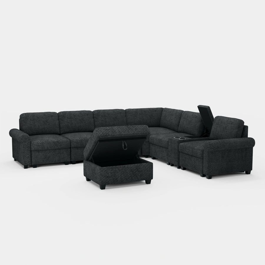 Silver-Grey-/-Chenille-7-Seat-L-Shaped-Sectional-with-Console