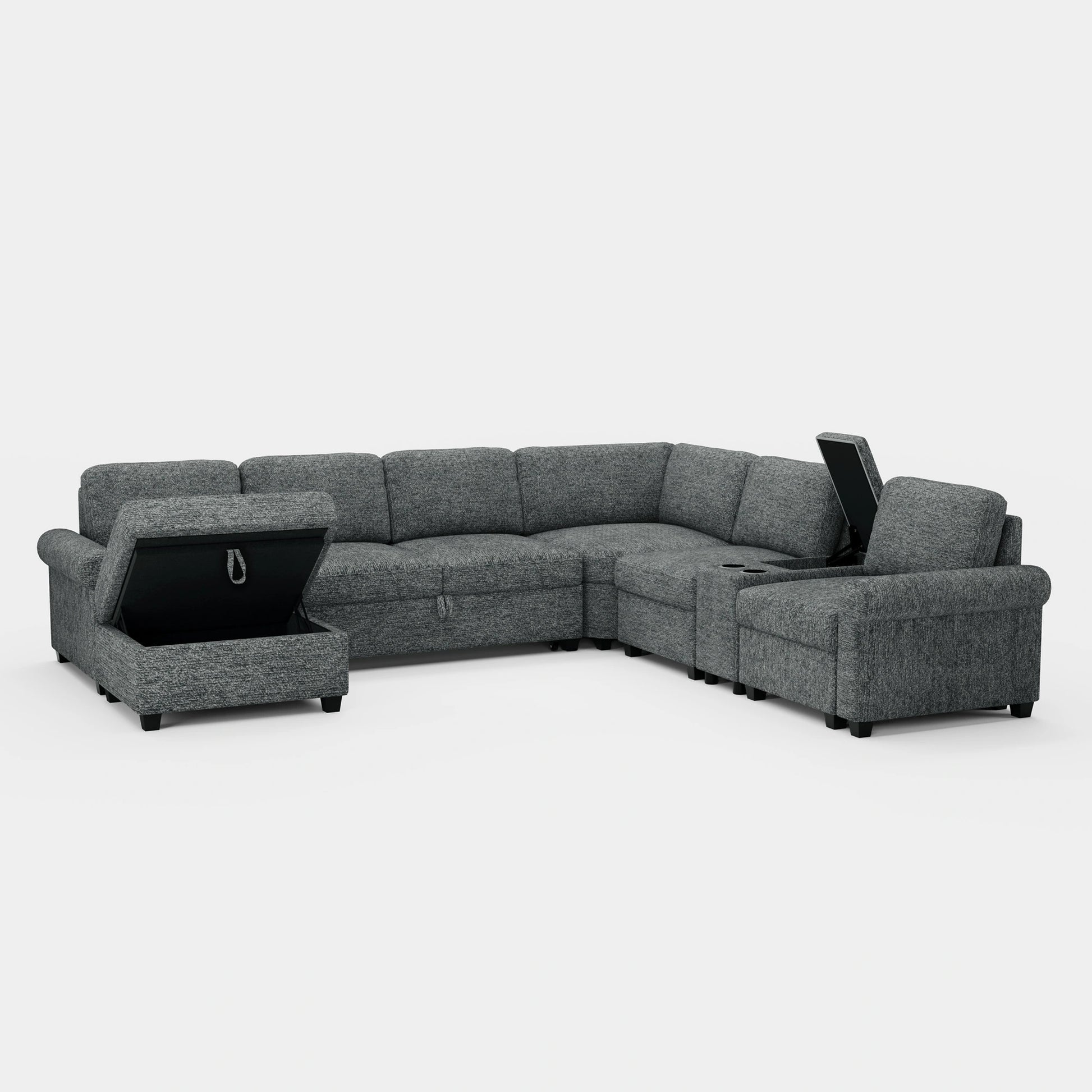 Silver-Grey-/-Chenille-6-Seats-Pullout-Sectional-with-Console