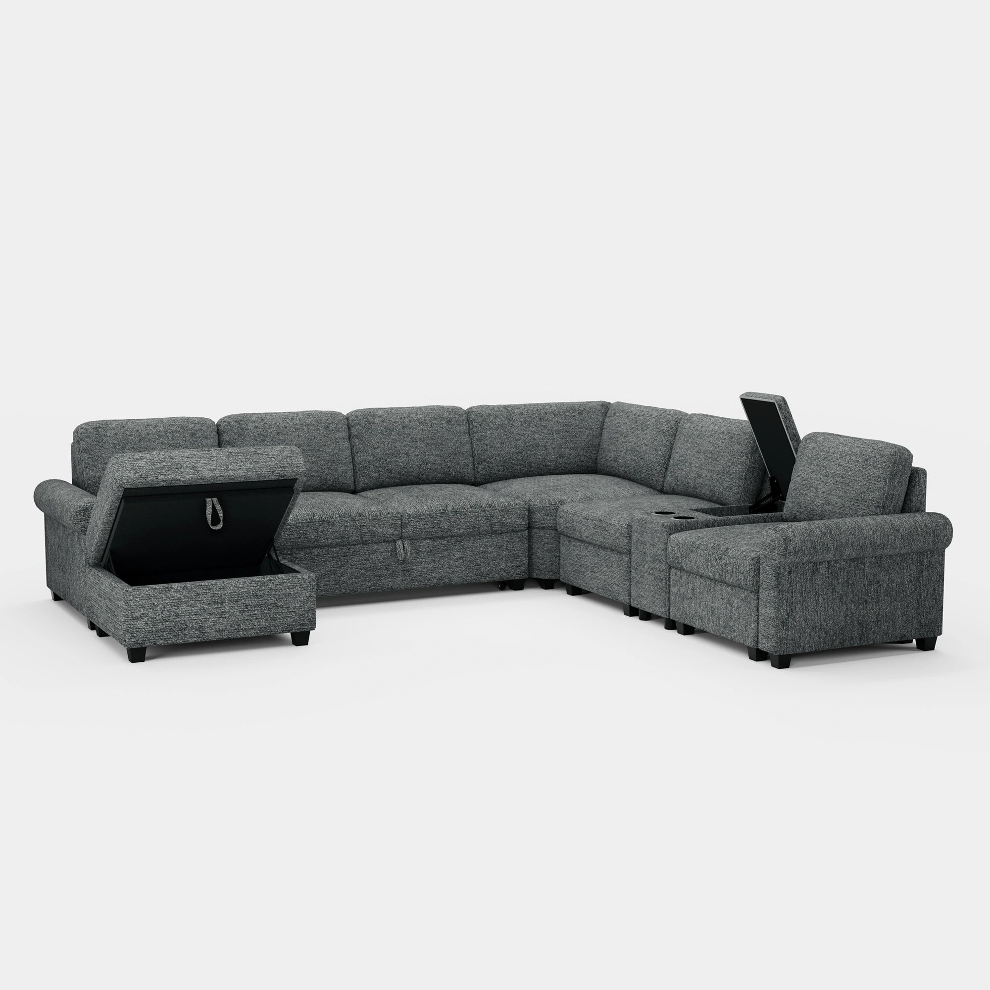 Silver-Grey-/-Chenille-6-Seats-Pullout-Sectional-with-Console