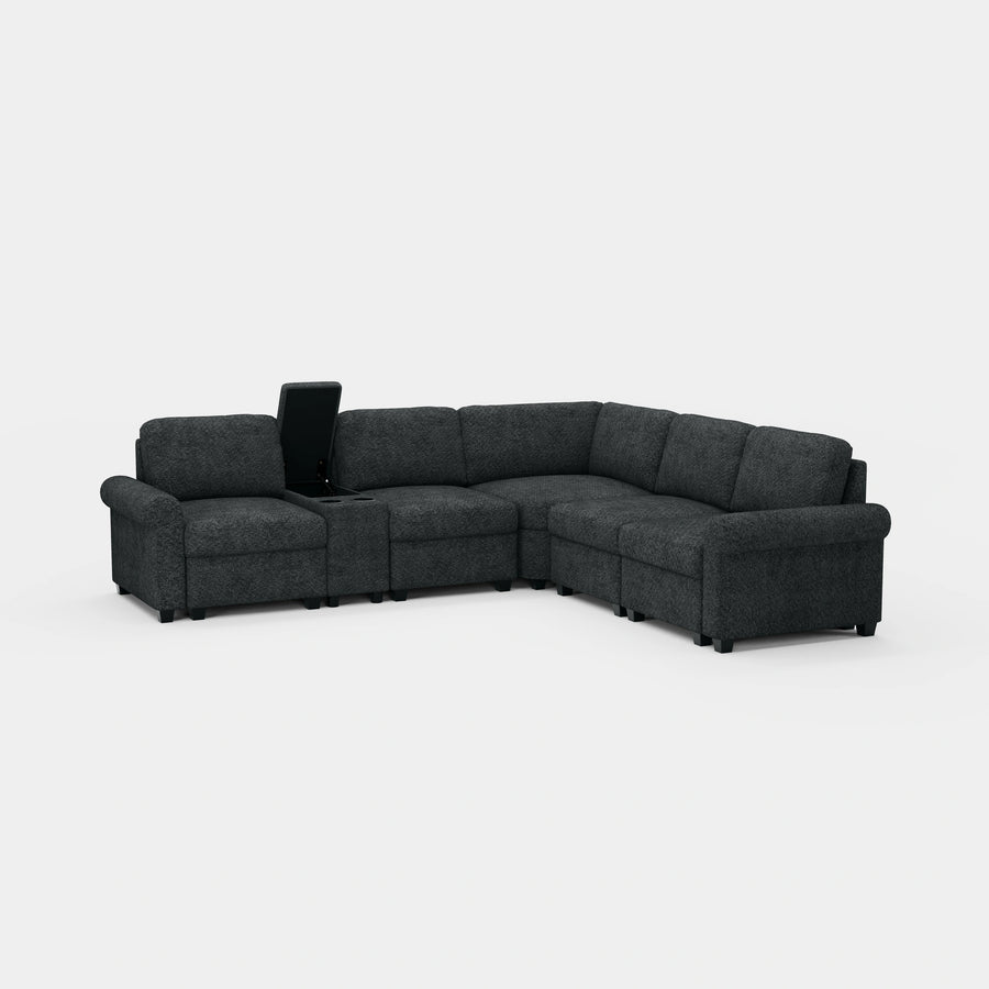 Graphite-Grey-/-Chenille-5-Seat-L-Shaped-Sectional-with-Console