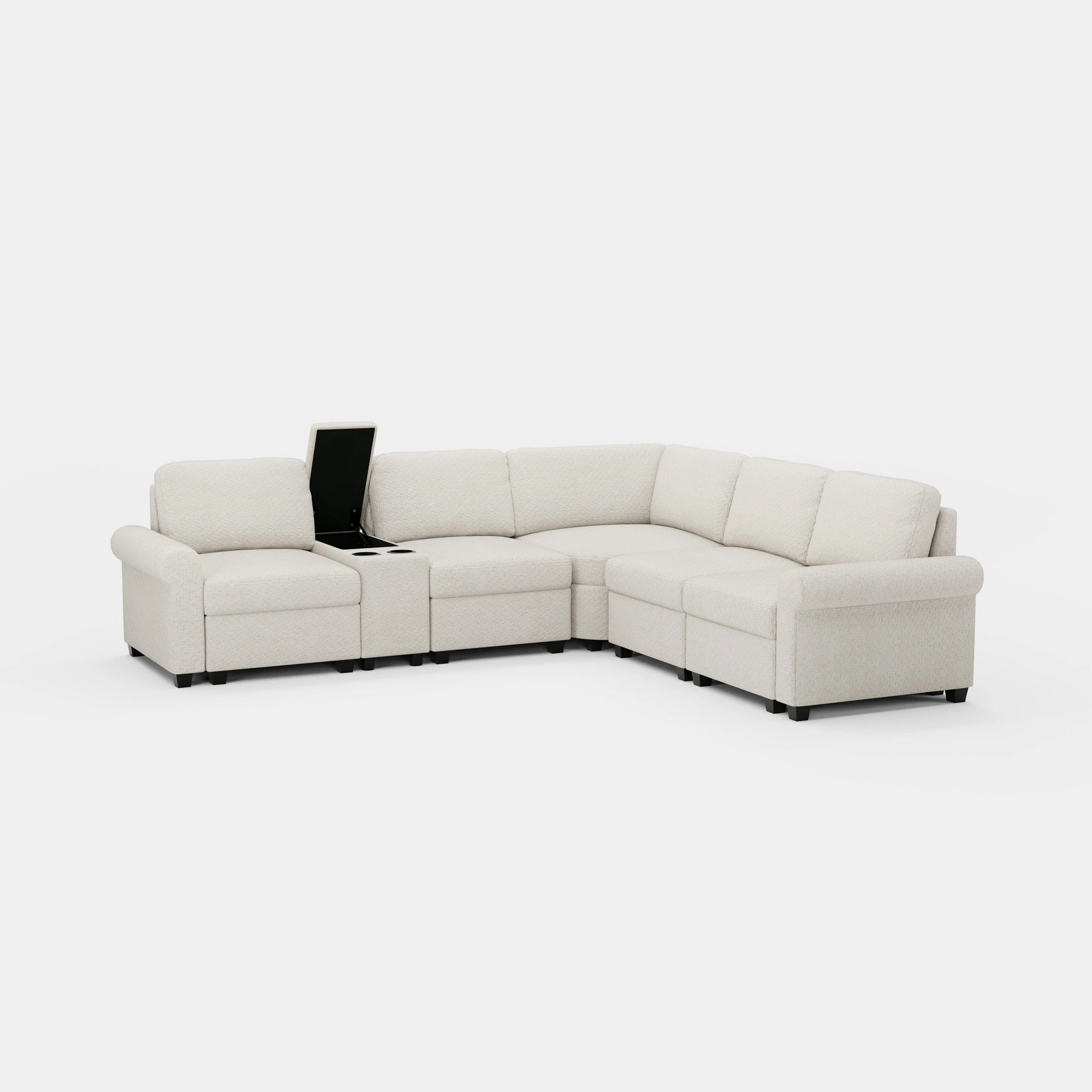 Misty-White-/-Chenille-5-Seats-Corner-Sectional-with-Console