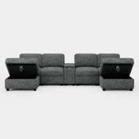 Silver-Grey-/-Chenille-6-Seat-U-Shaped-Sectional-with-Console