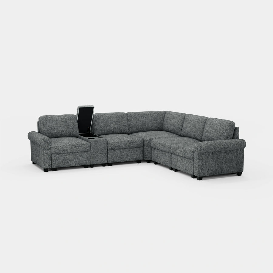 Silver-Grey-/-Chenille-5-Seat-L-Shaped-Sectional-with-Console