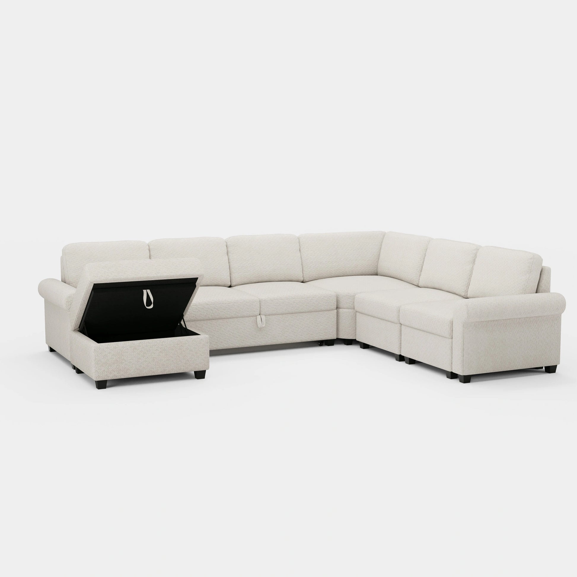 Misty-White-/-Chenille-6-Seats-Pullout-Sectional
