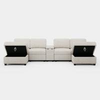 Misty-White-/-Chenille-6-Seat-U-Shaped-Sectional-with-Console