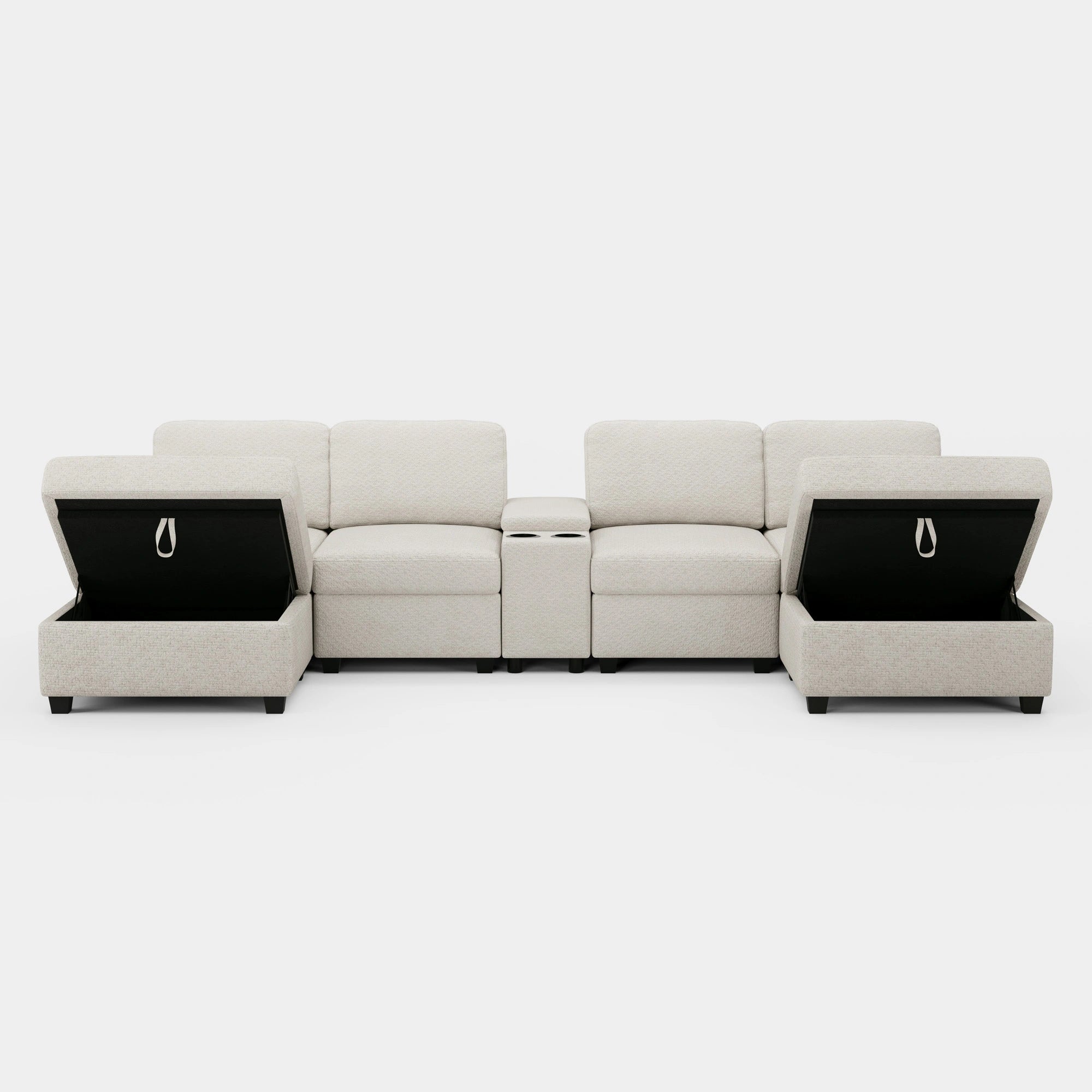 Misty-White-/-Chenille-4-Seats-U-Shaped-Sectional-with-Console