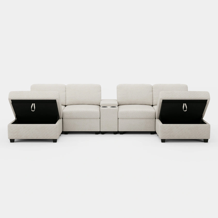 Misty-White-/-Chenille-6-Seat-U-Shaped-Sectional-with-Console