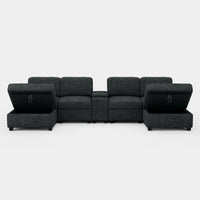 Graphite-Grey-/-Chenille-6-Seat-U-Shaped-Sectional-with-Console