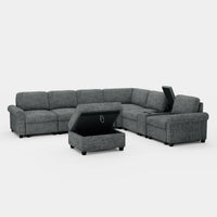 Graphite-Grey-/-Chenille-7-Seat-L-Shaped-Sectional-with-Console