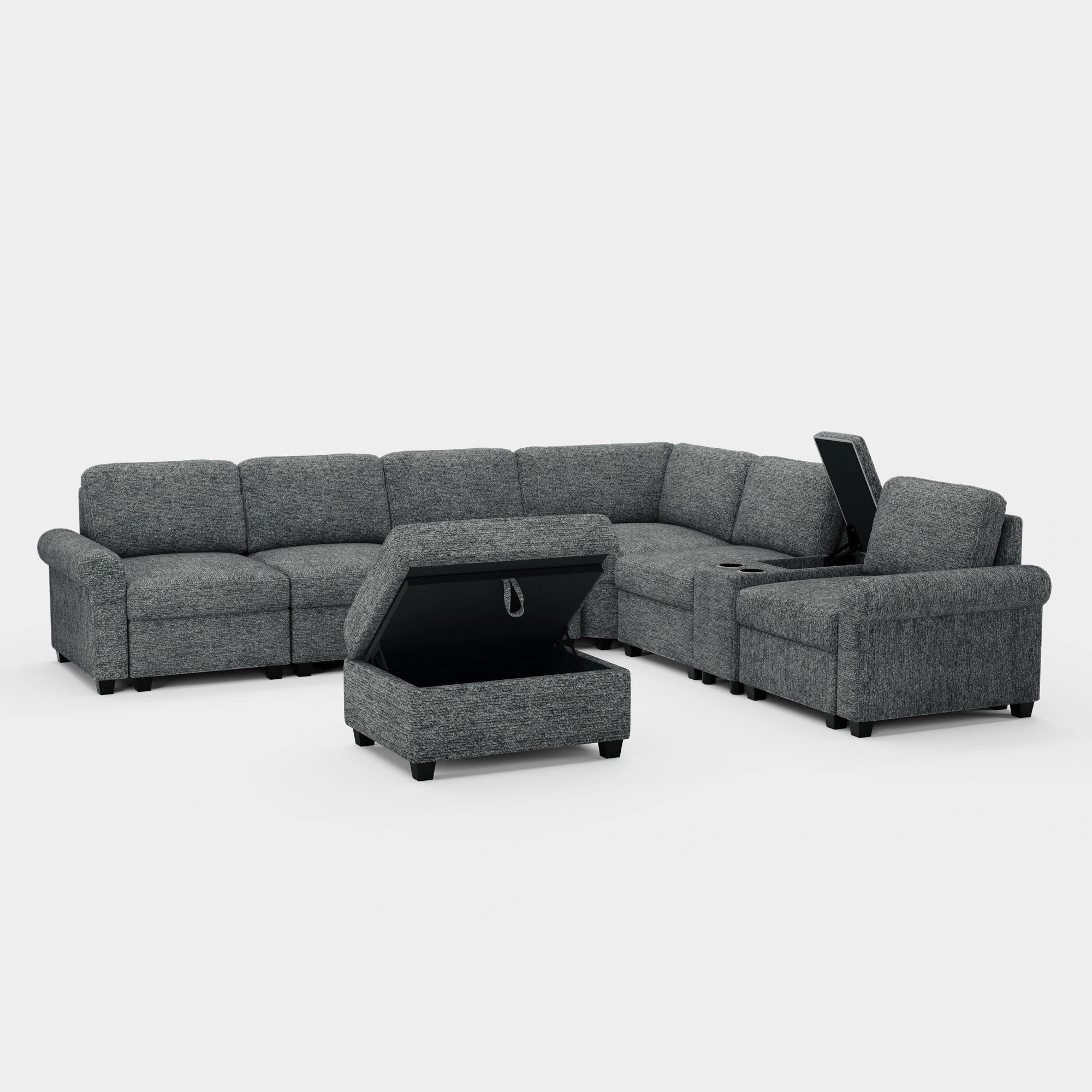 Graphite-Grey-/-Chenille-6-Seats-Sectional-with-Console