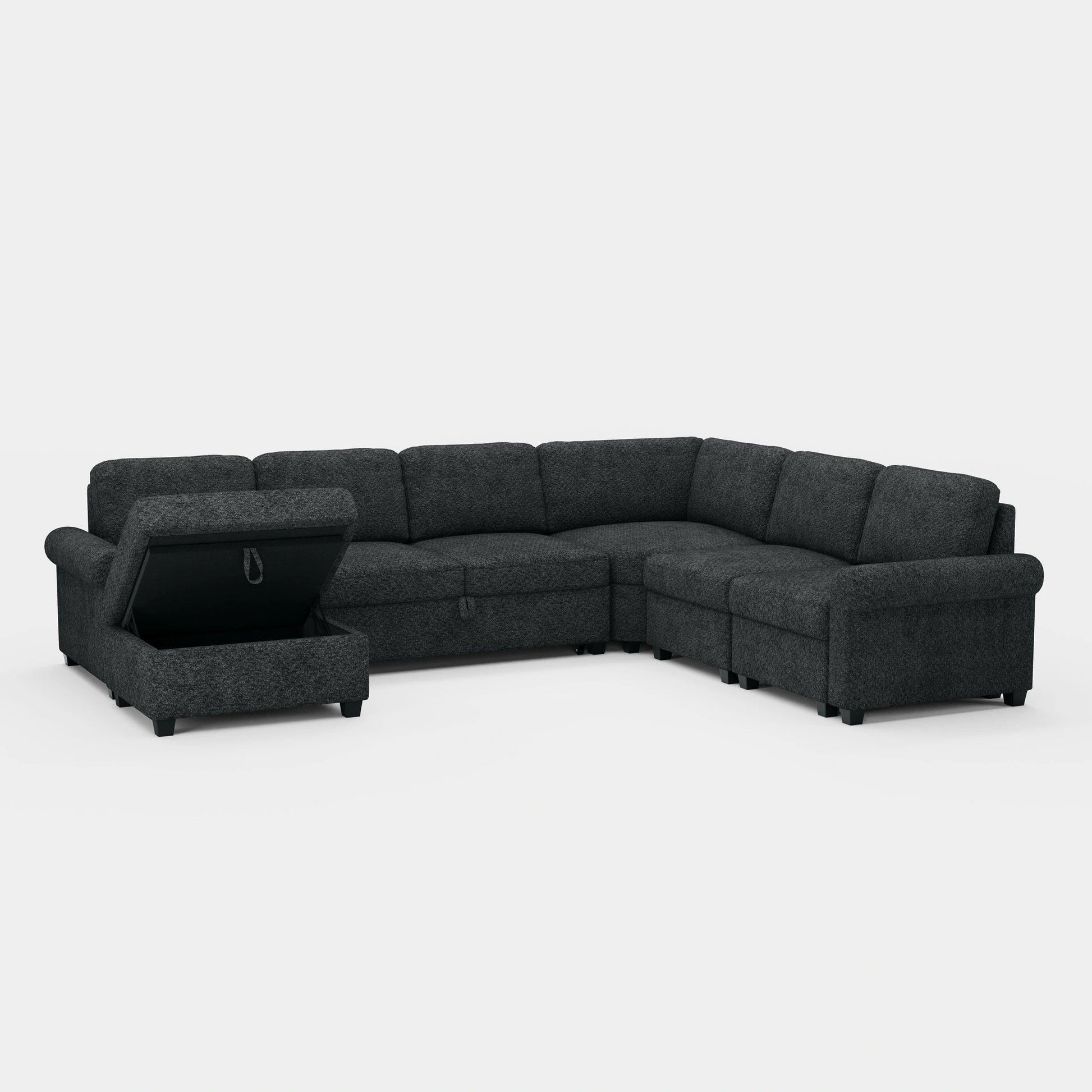 Graphite-Grey-/-Chenille-6-Seats-Pullout-Sectional