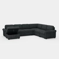 Graphite-Grey-/-Chenille-7-Seat-U-Shaped-Pullout-Sectional