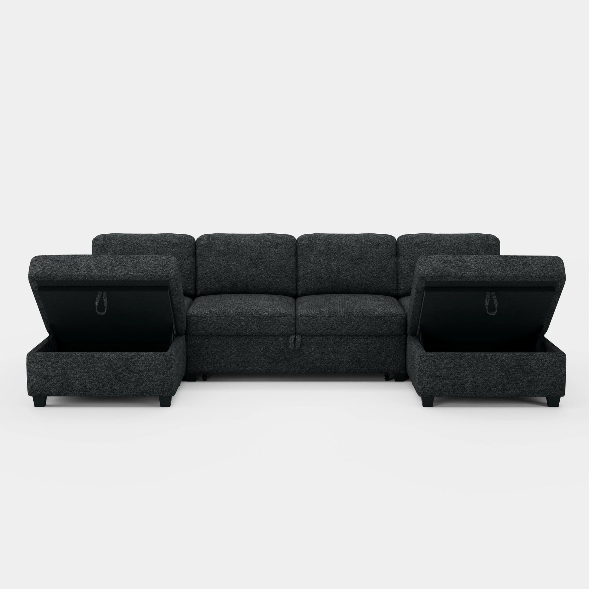Graphite-Grey-/-Chenille-4-Seats-Pullout-U-Shaped-Sectional