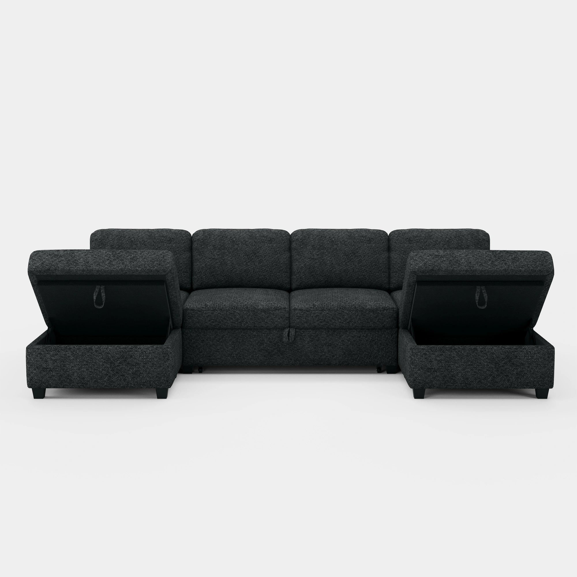 Graphite-Grey-/-Chenille-4-Seats-Pullout-U-Shaped-Sectional