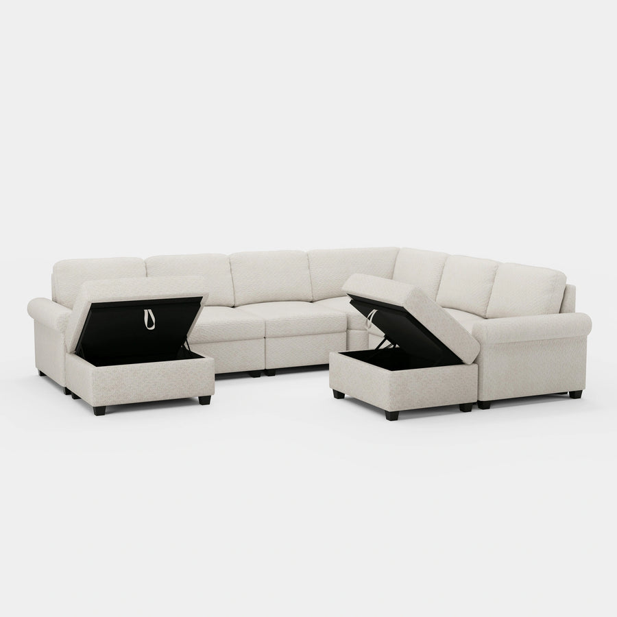 Misty-White-/-Chenille-8-Seat-U-Shaped-Sectional