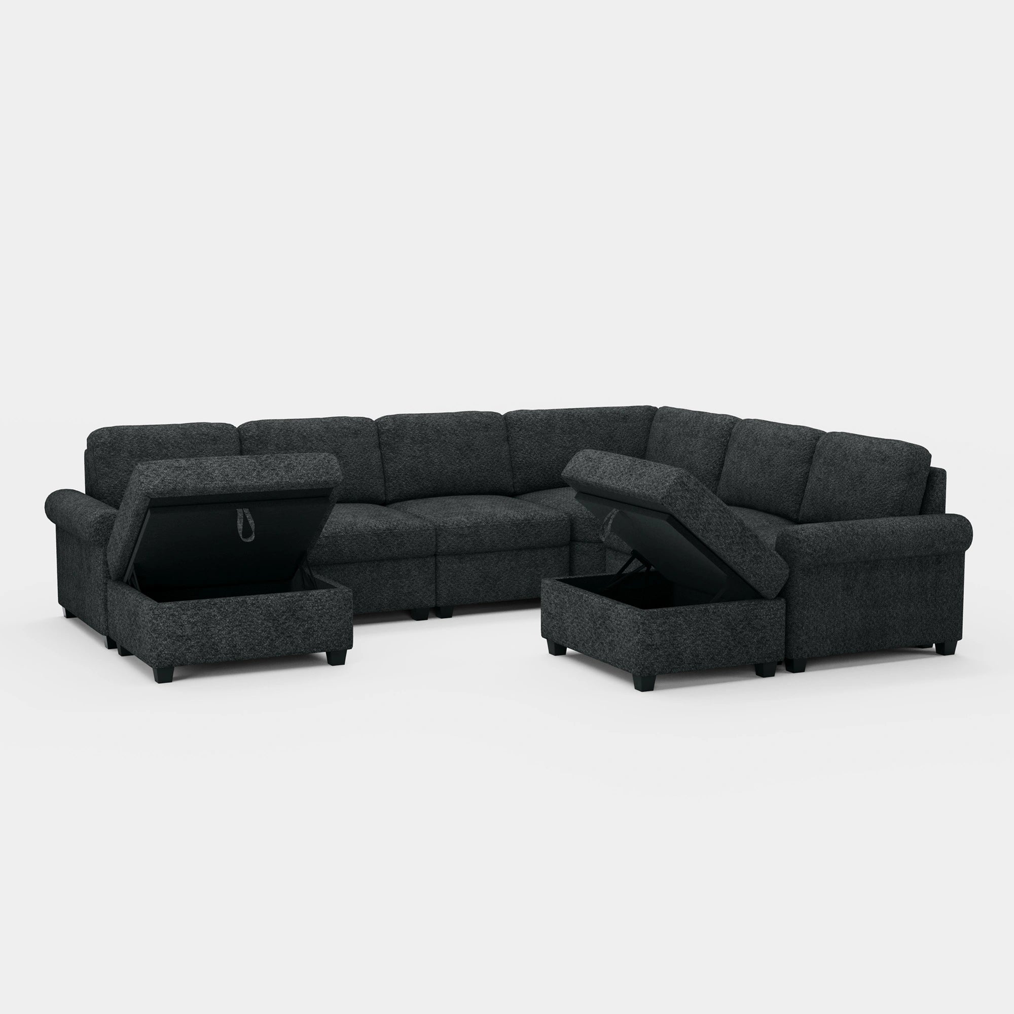 Graphite-Grey-/-Chenille-6-Seats-Sectional-with-2-Ottomans