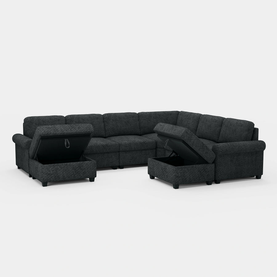 Graphite-Grey-/-Chenille-8-Seat-U-Shaped-Sectional
