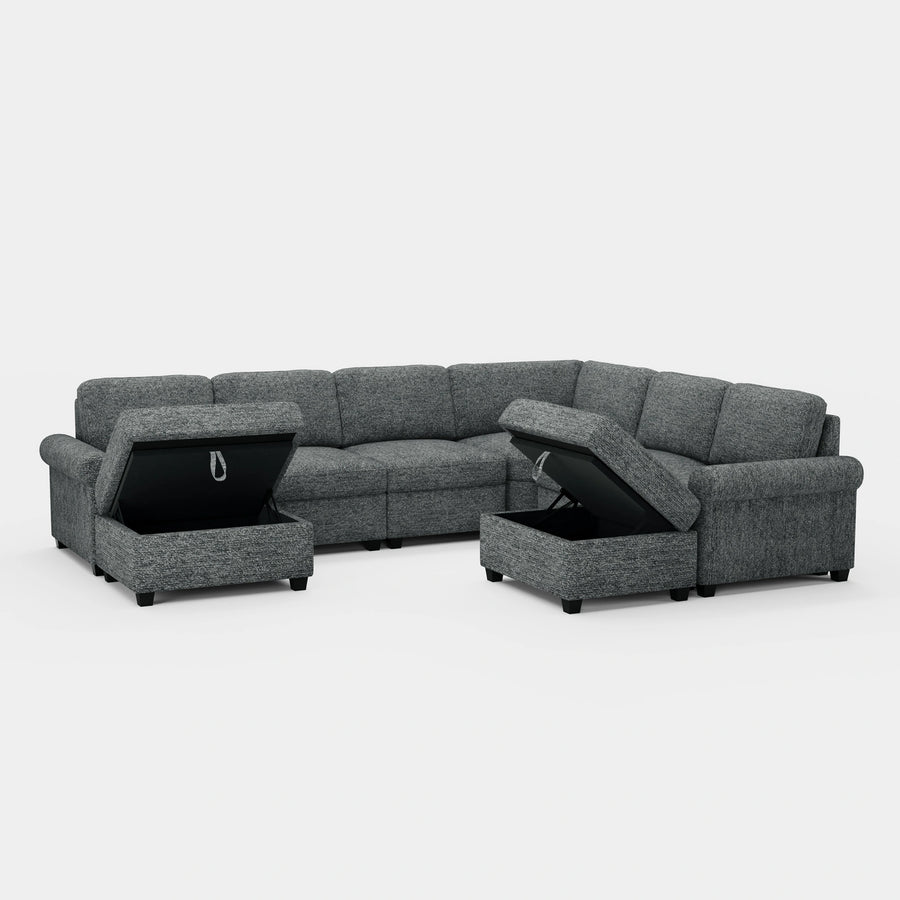 Silver-Grey-/-Chenille-8-Seat-U-Shaped-Sectional