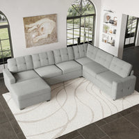 Cloud-Grey-/-Chenille-7-Seat-U-Shaped-Pullout-Sectional