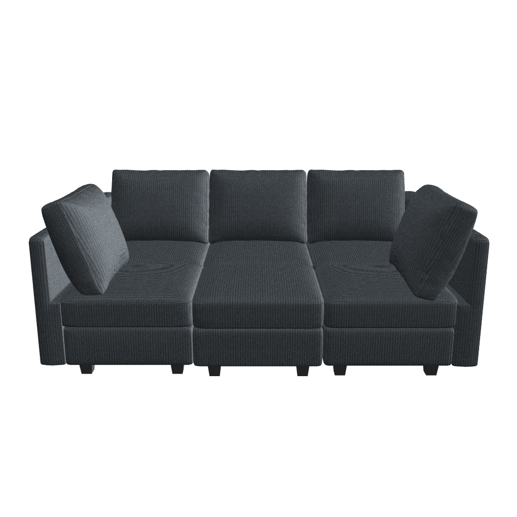 Belffin 6 Seats + 7 Sides Modular Corduroy Sleeper Sofa with Storage Seat