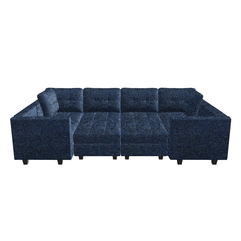 Belffin 8 Seats + 10 Sides Modular Weave Sleeper Sofa with Storage Seat