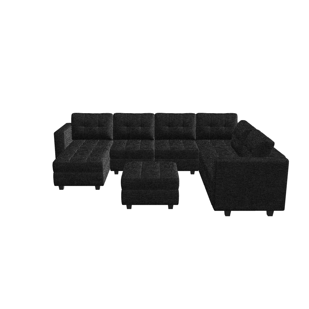 Belffin 7 Seats + 9 Sides Modular Weave Sofa with Ottoman