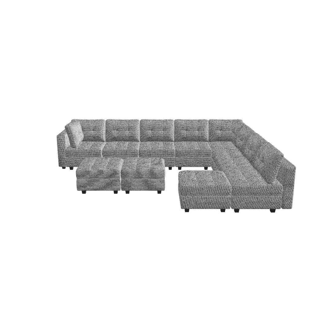 Belffin 9 Seats + 11 Sides Modular Weave Sofa with Storage Seat and Ottoman